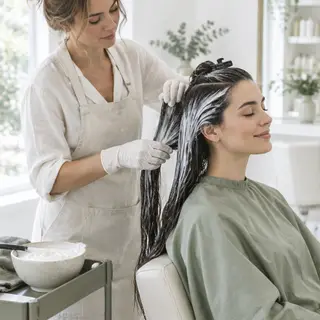 Pelanggan menikmati creambath