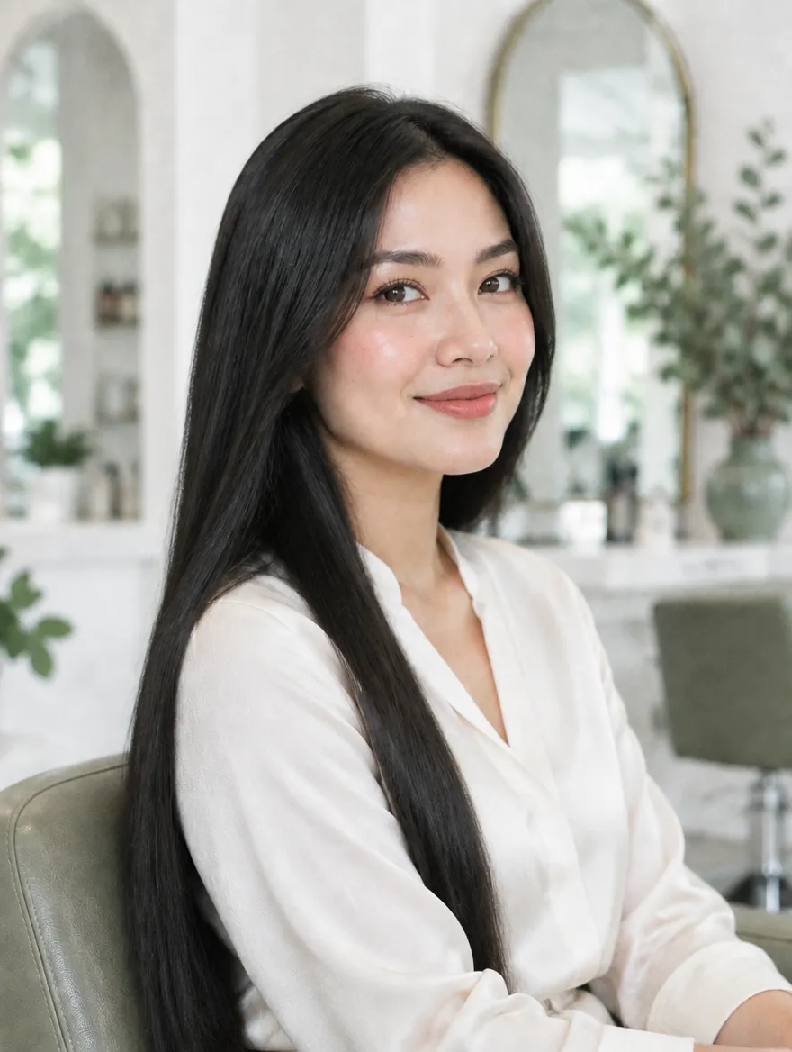 Contoh rambut panjang, melewati bahu