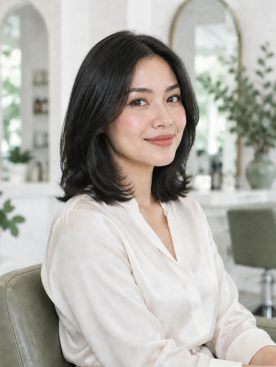 Contoh rambut sedang, sebatas bahu