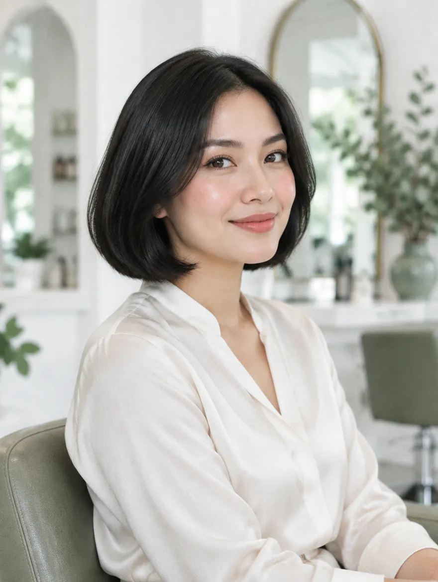 Contoh rambut pendek, sebatas dagu