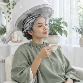Pelanggan menikmati hair spa