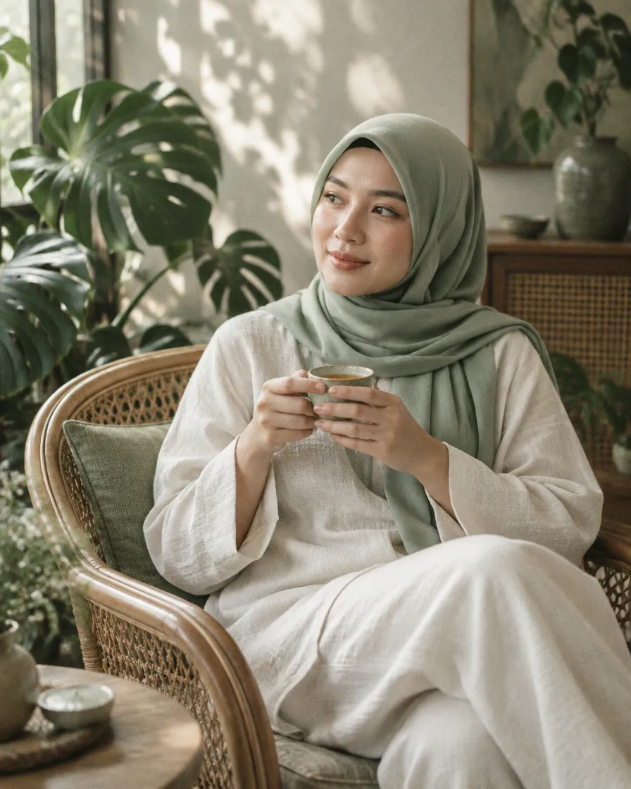 Pelanggan bersantai dengan teh hangat