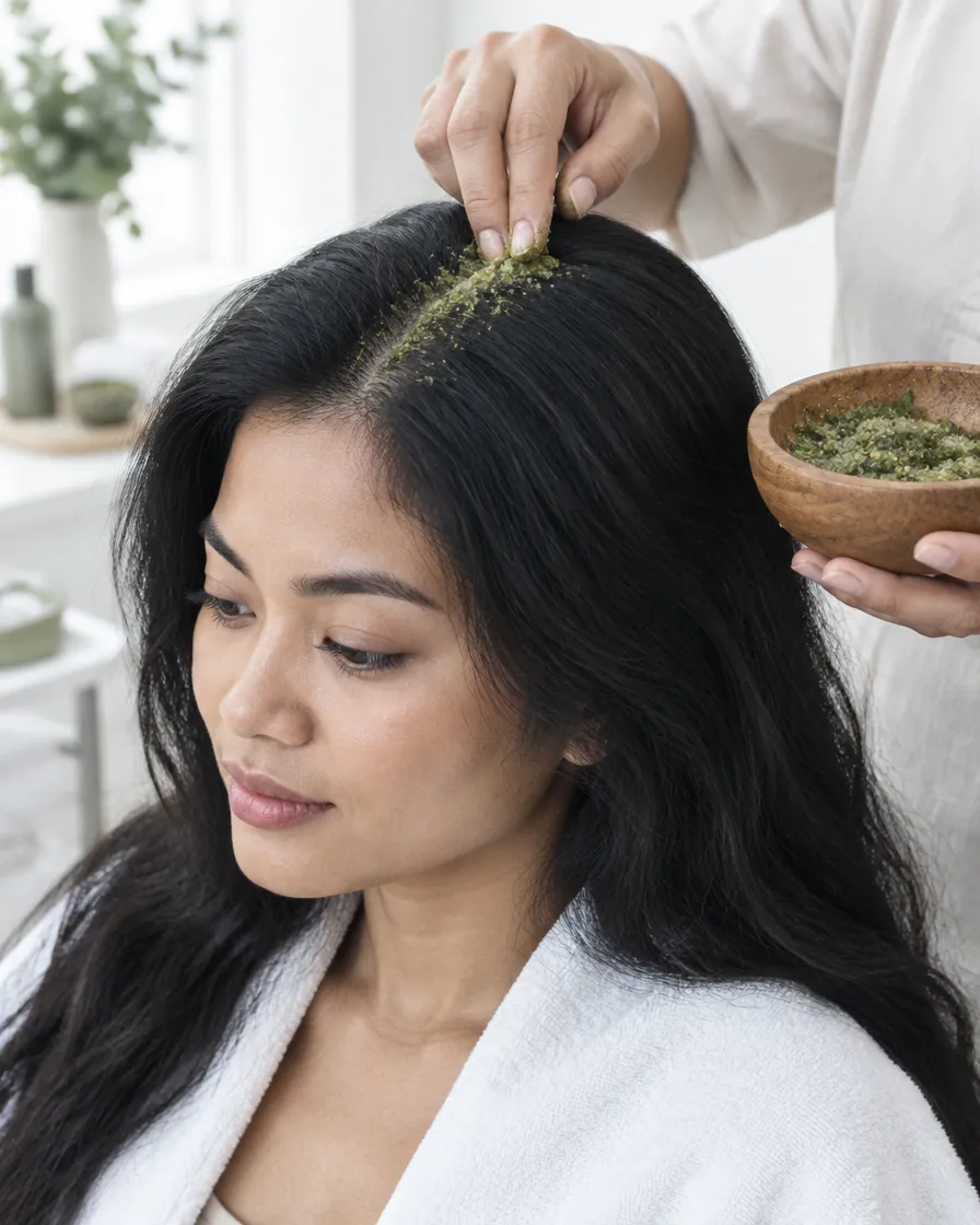 Skrub herbal untuk kulit kepala