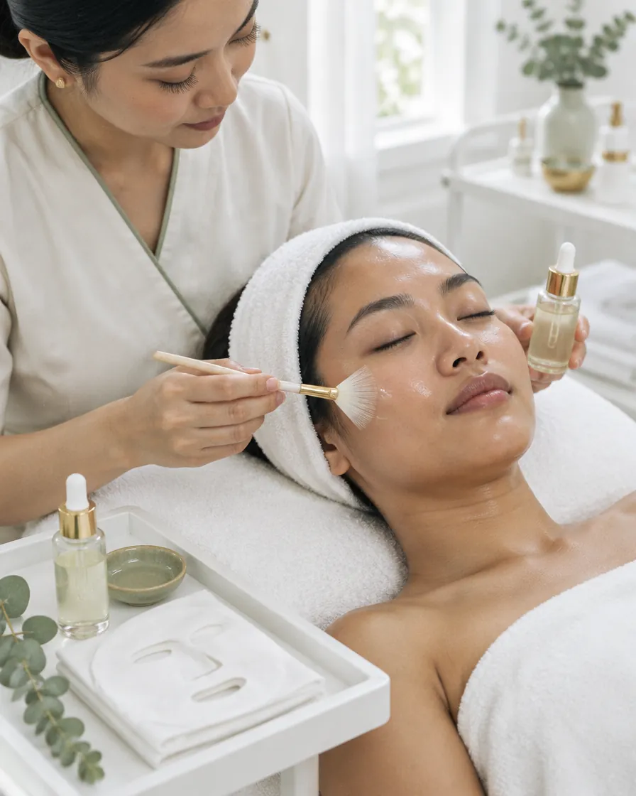 Tahap masker serum pada Facial Natura